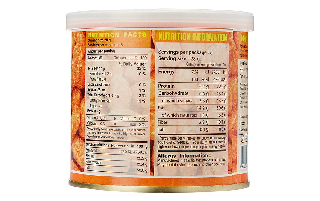 Khao Shong Nuts Honey Roasted Peanuts   Plastic Container  140 grams